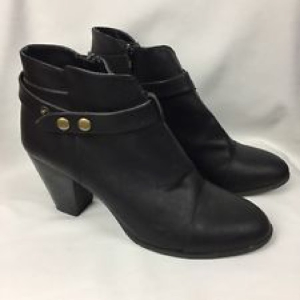 Black Zipper Booties with gold snap